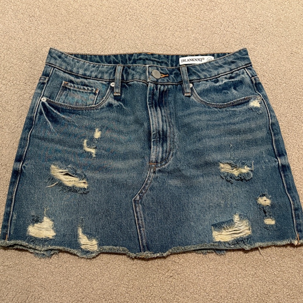 Blank NYC Ripped Denim Mini Skirt Size 27